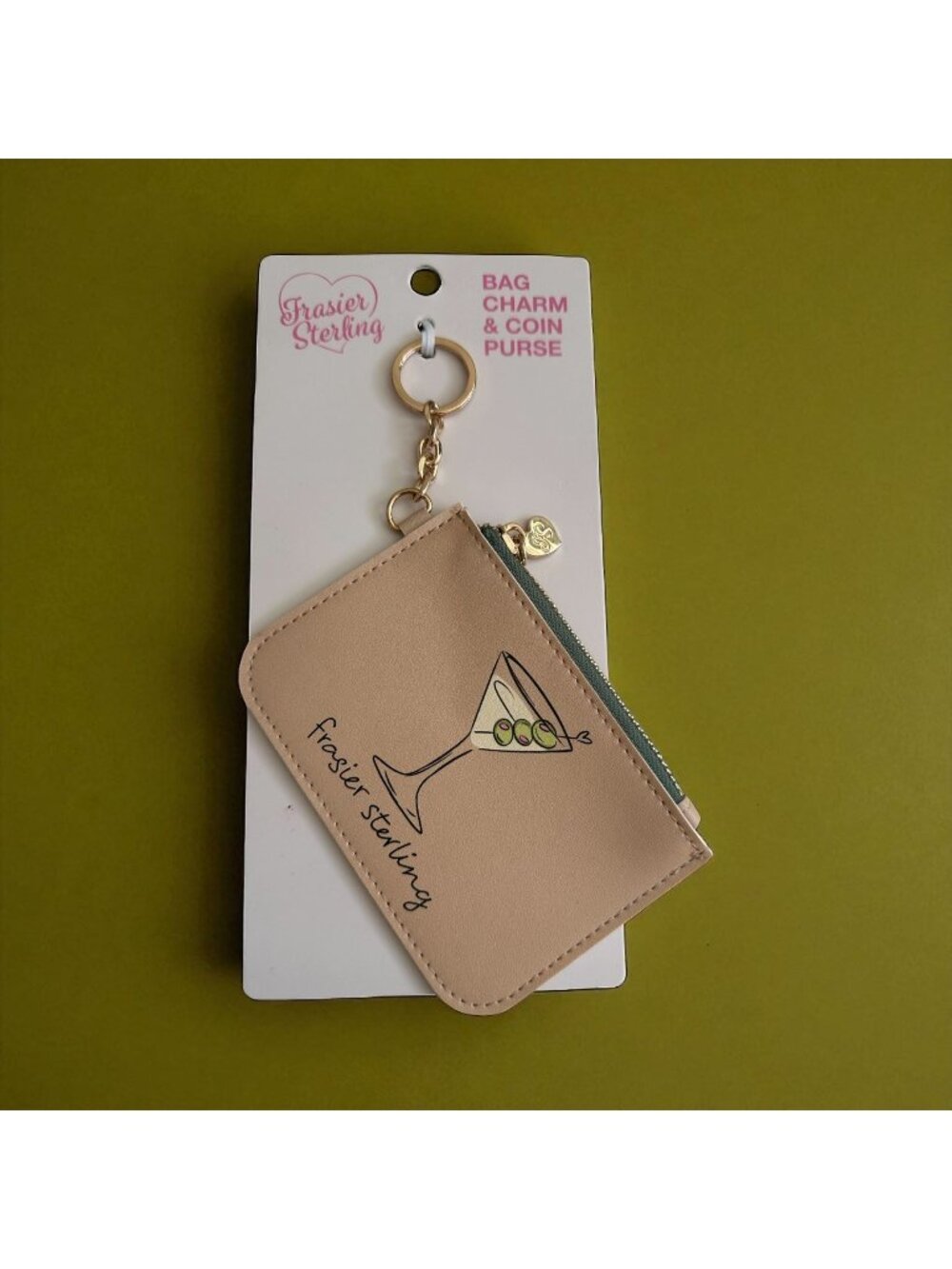 FRASIER STERLING Dirty Martini Bag Charm Keychain Coin Purse NEW NWT